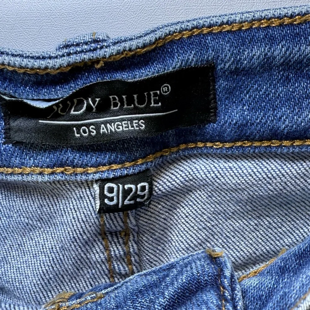 Judy Blue Gingham Distressed Skinny Jeans Raw Hem size 9/29‎ style #JB8832